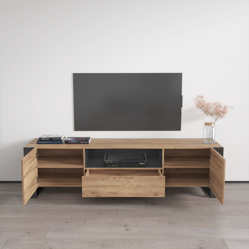 Meuble télé gris Woody, Chêne / gris