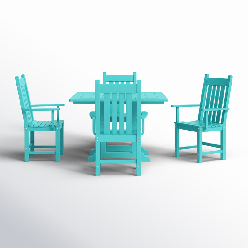 Laguna 4 - Person Patio Dining Set with Square Table, Turquoise