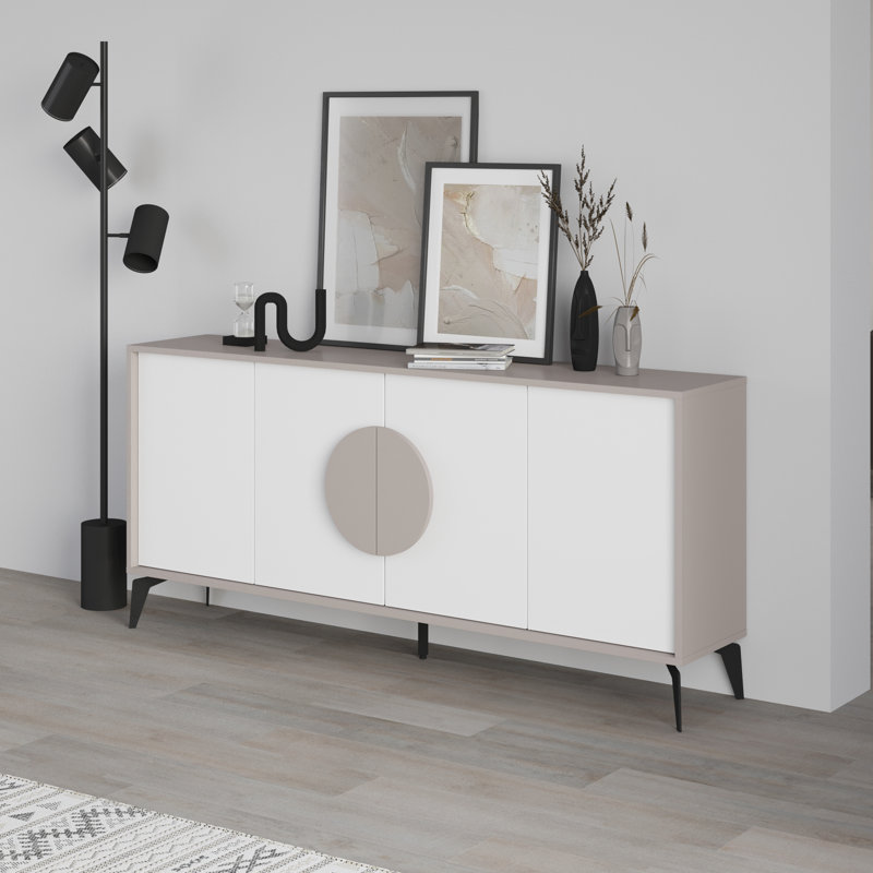 Chani Modern Wide Sideboard Display Unit 180cm, Tan/White