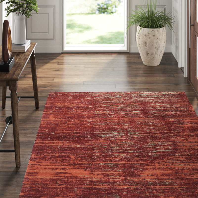 Sandstone Abstract Area Rug in Neutral/Red, Rectangle 8' x 10'