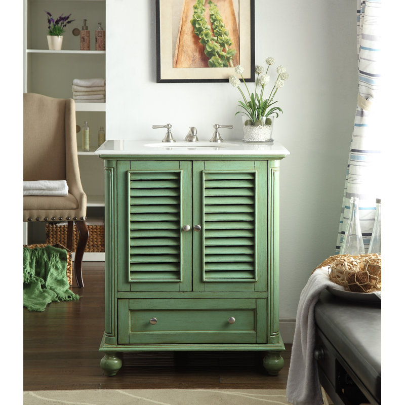 Meuble-lavabo simple 30 po Falite, Vert vieilli
