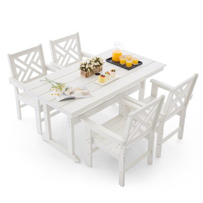 5-Piece All-Weather HDPE Patio Dining Set for 4 with Umbrella Hole by Red Barrel Studio