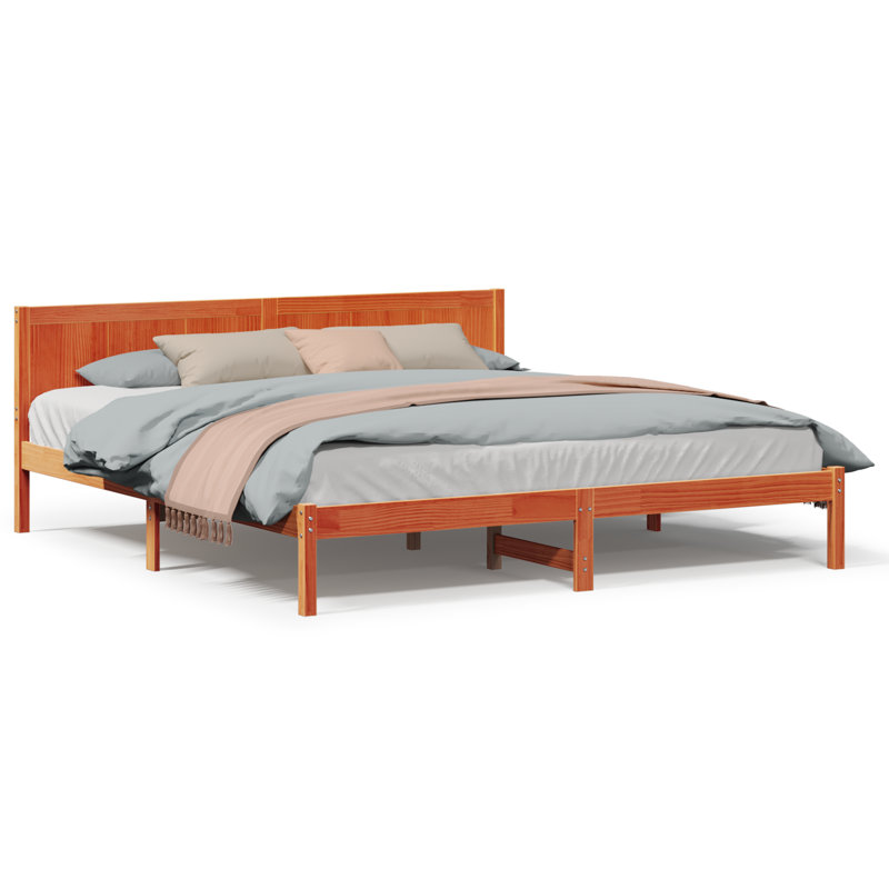 Solid Wood Bed Frame, 95..5cm x 195.5cm, Wax Brown