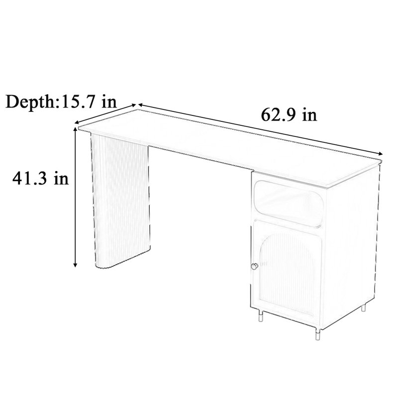 Hoban, Doré / Blanc, H 41,3 po x L 62,9 po x l 15,7 po, Blanc