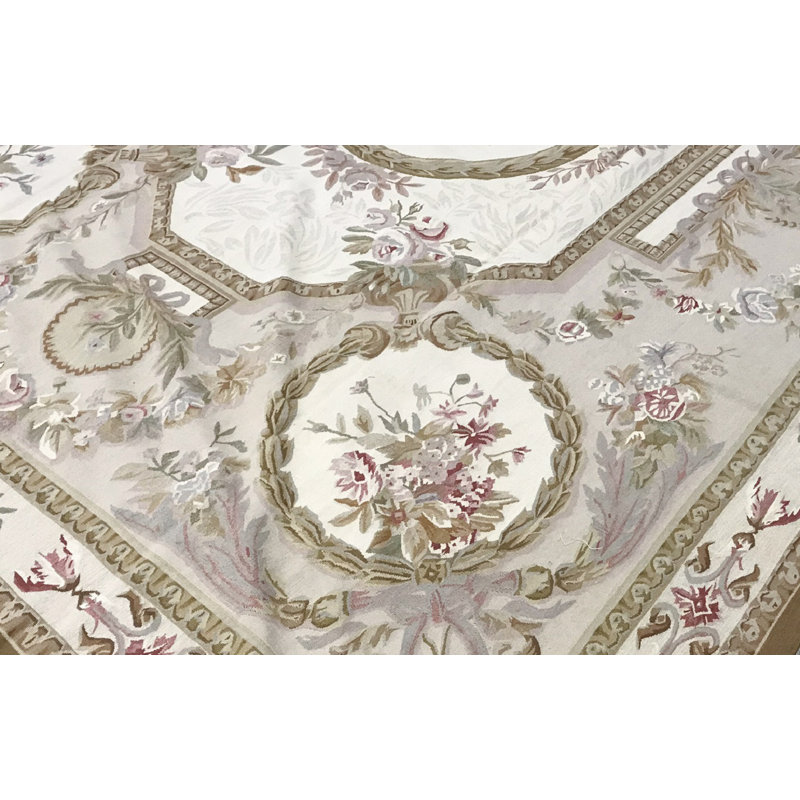 Aubusson Hand Knotted Wool Oriental Area Rug