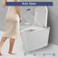 Toilette intelligente sans réservoir avec bidet intégré, ouverture et fermeture automatiques, bidet plus large avec siège chauffant, eau chaude et sèche, capteur de pied, affichage à DEL, télécommande, blanc
