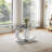 7-Piece Glass Dining Table Set, 70“ Clear Tempered Glass Table with OC-Shaped Base and 6 Tufted Velvet Dining Chairs-1860869333-1860869166