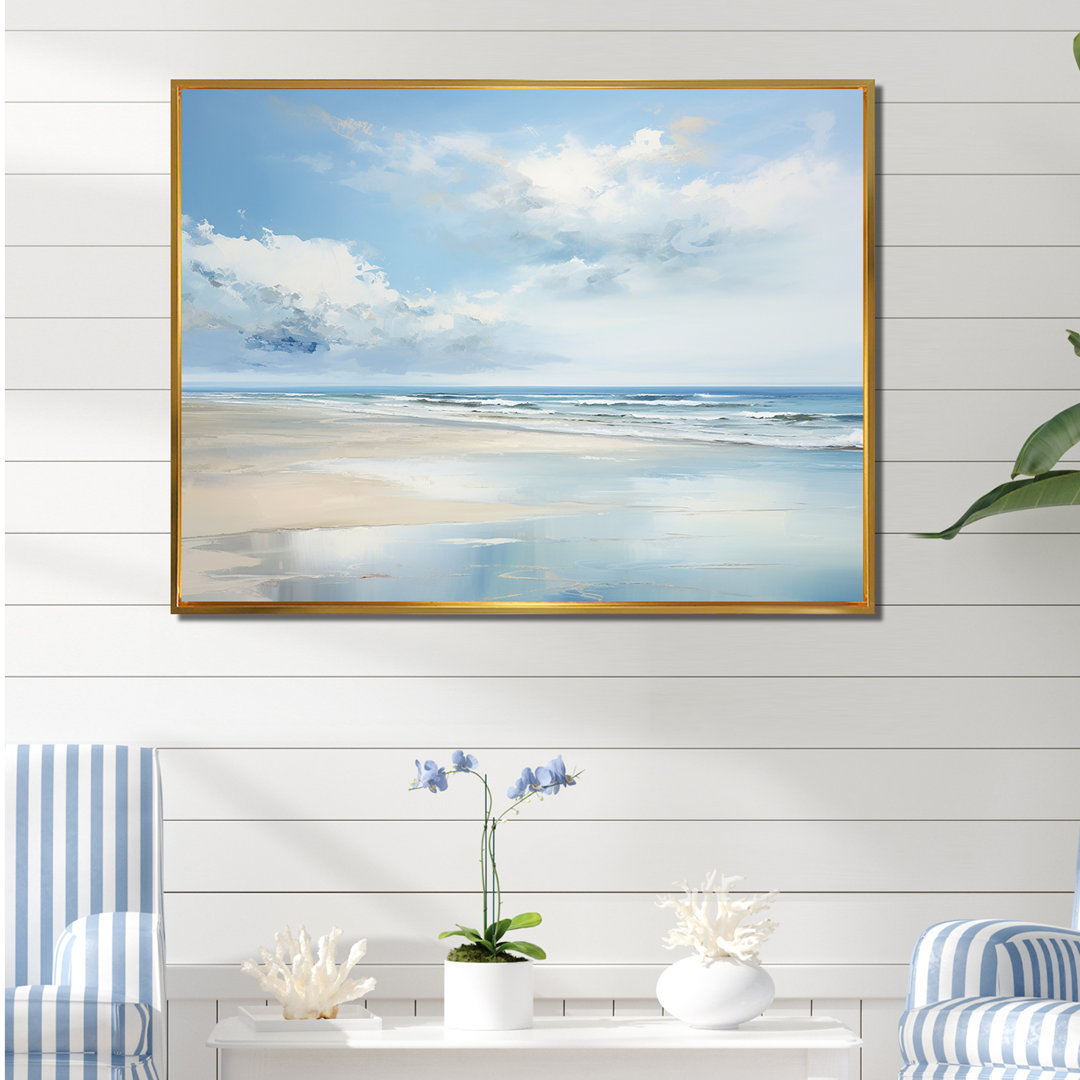 Coastal Beach Minimal Scenery II - Coastal Ocean Framed Canvas Print Wall Art Design Art 
