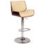 Tabouret de bar réglable en hauteur Cecillia en chrome, noyer et similicuir-50232341