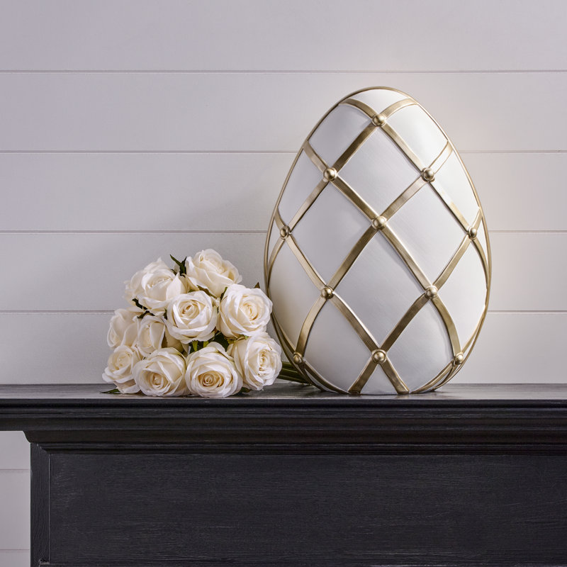 16.25" Resin Lattice White Chocolate Egg, 16.25 in x 12.5 in