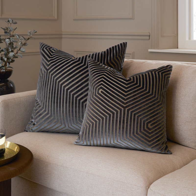 Geometric Square Cushion Cover, Charcoal