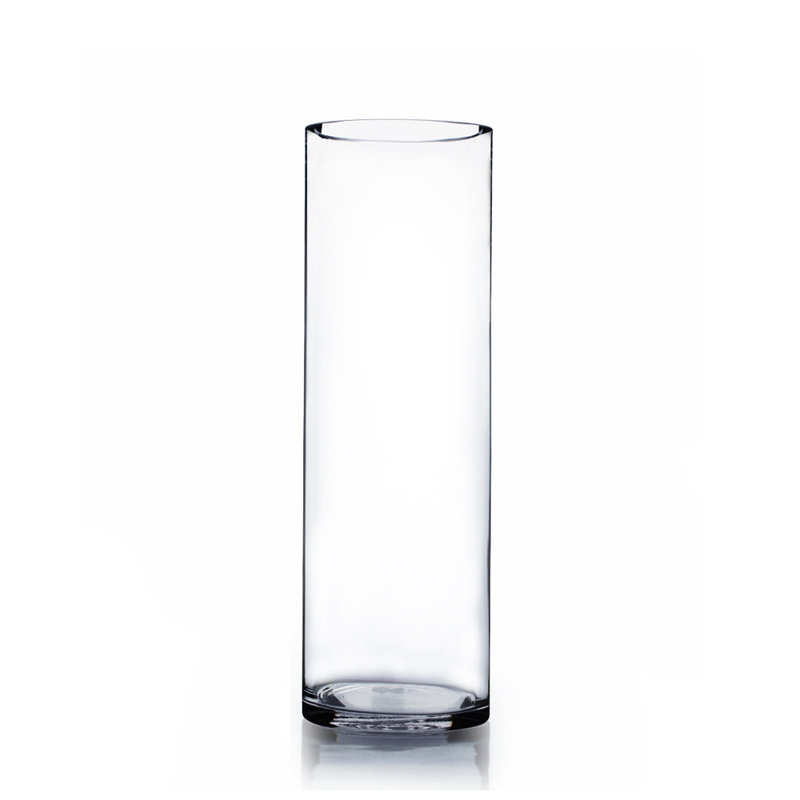 Vase en verre cylindrique, H 16 po x l 5 po x p 5 po
