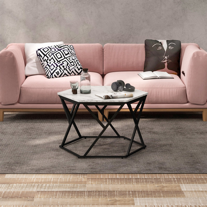 Hexagonal Coffee Table With High Gloss Effect Table Top