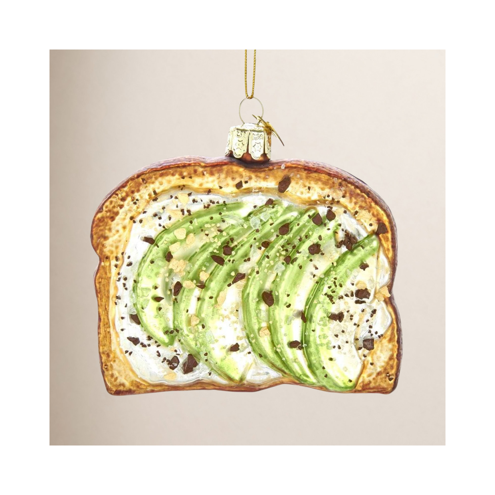 Kurt Adler Noble Gems Glass Ornament for Christmas Tree, Avocado Toast