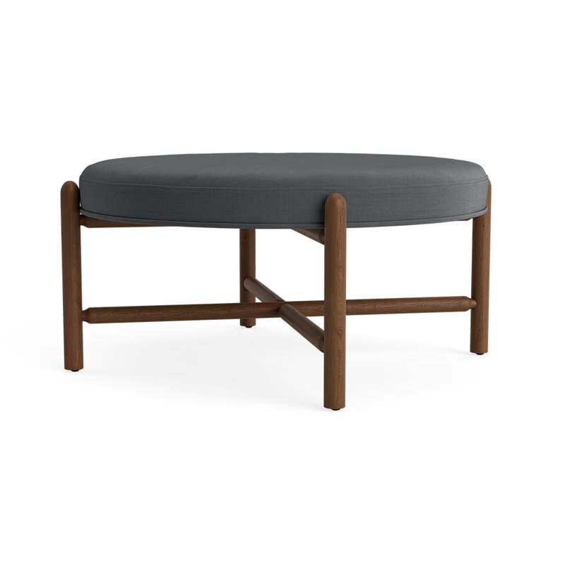 Vane 36" Round Ottoman, Charcoal, Walnut