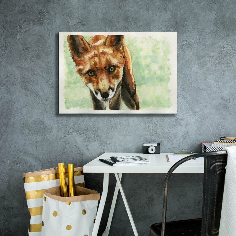 "Epious Graffiti" Curious Fox "par Anika Goodhue, art mural sur toile, H 18 po x l 26 po x P 0,75 po