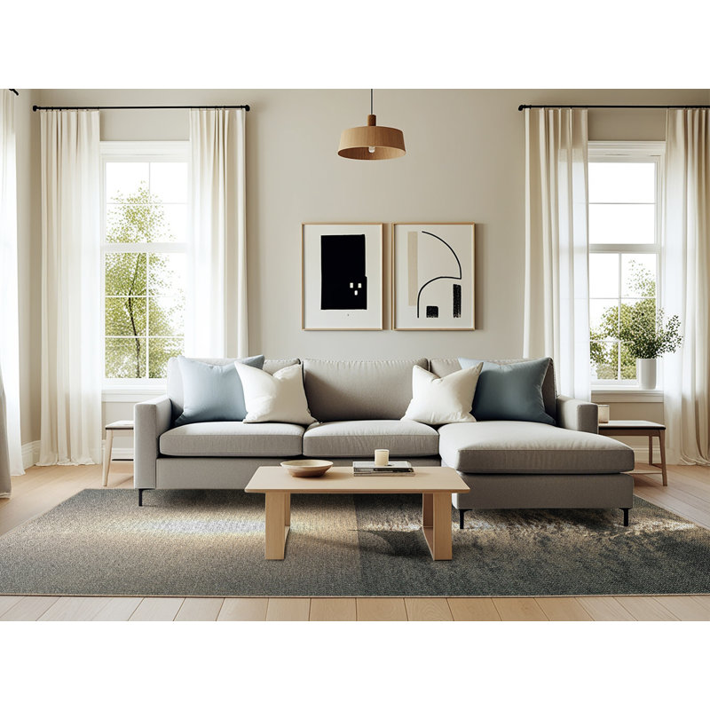 Tapis gris/zone noire à motifs, Rectangle 6 pi x 9 pi