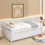 Lit simple avec tête de lit, pied de lit, lit gigogne et trois tiroirs de rangement, lit simple en bois de pin avec tête de lit et pied de lit-114346292