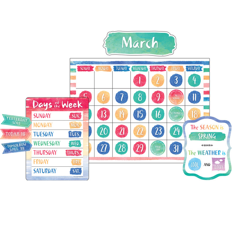 Ensemble de présentation de tableaux de calendrier aquarelle