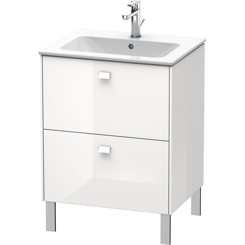 Base de salle de bain simple à fixation murale 24,37" seulement meuble-lavabo Brioso, Haute brillance blanche