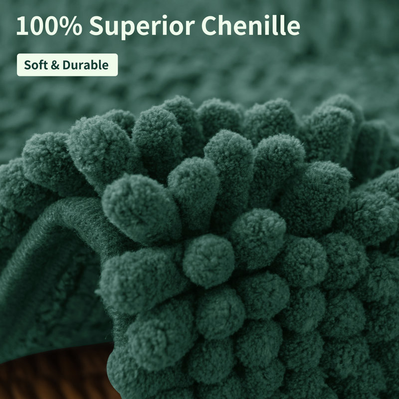 Chenault Soft Chenille Bathroom Rug, Green, 24" W x 60" L