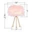 Lampe de table 14,5 "en plumes roses, petite table de chevet dorée avec abat-jour en plumes pour le salon et la salle à manger