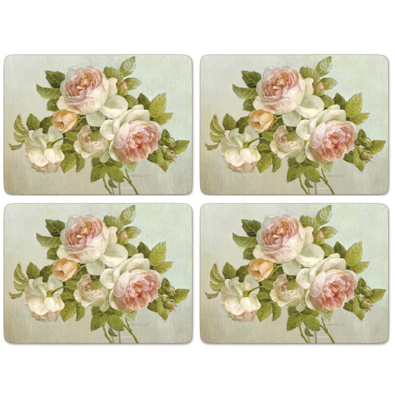 Antique Roses Cork-Backed Hardboard Placemats Set of 4