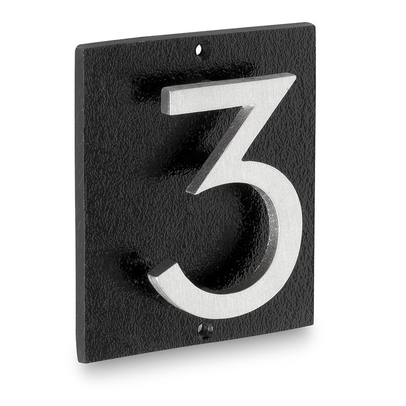 Plaque d’adresse murale sur 1 ligne flottante, Noir, Aluminium brossé, Oui