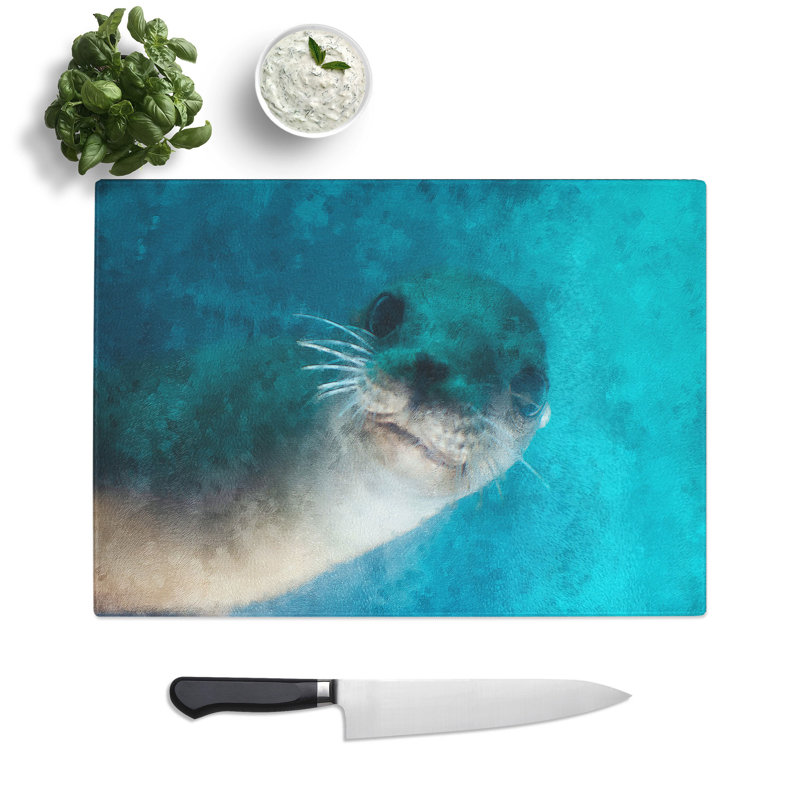 Face of a Seal Painting Chopping Board, 28.5cm W x 39cm L