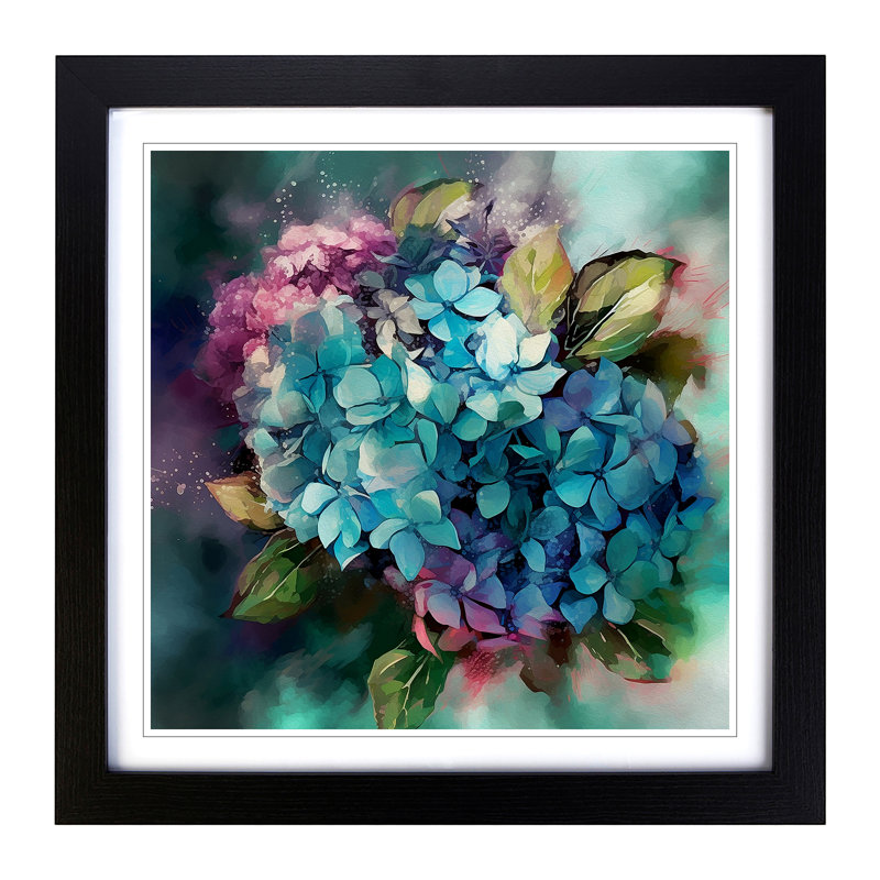 Hydrangea Abstract - Single Picture Frame Print on Wood, Walnut