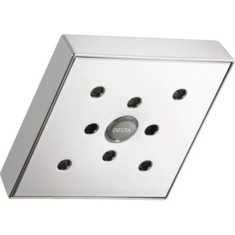 Pomme de douche fixe multifonctionnelle avec technologie H2Okinetic, Chrome Lumicoat, Carrée