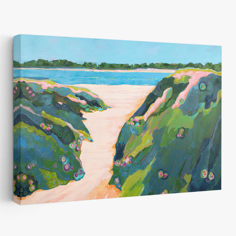 Falaises florales - paysages côtiers, plages, fleurs, art fuchsias, H 16 po x l 24 po