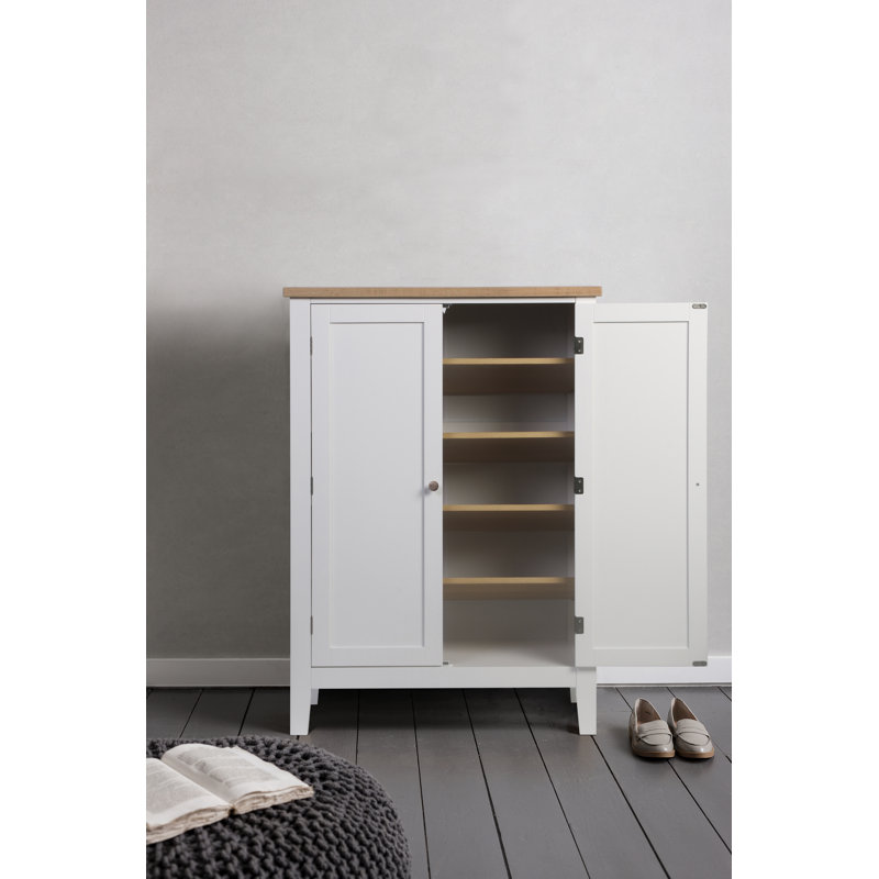 20 Pair Solid Wood Shoe Storage Cabinet, White