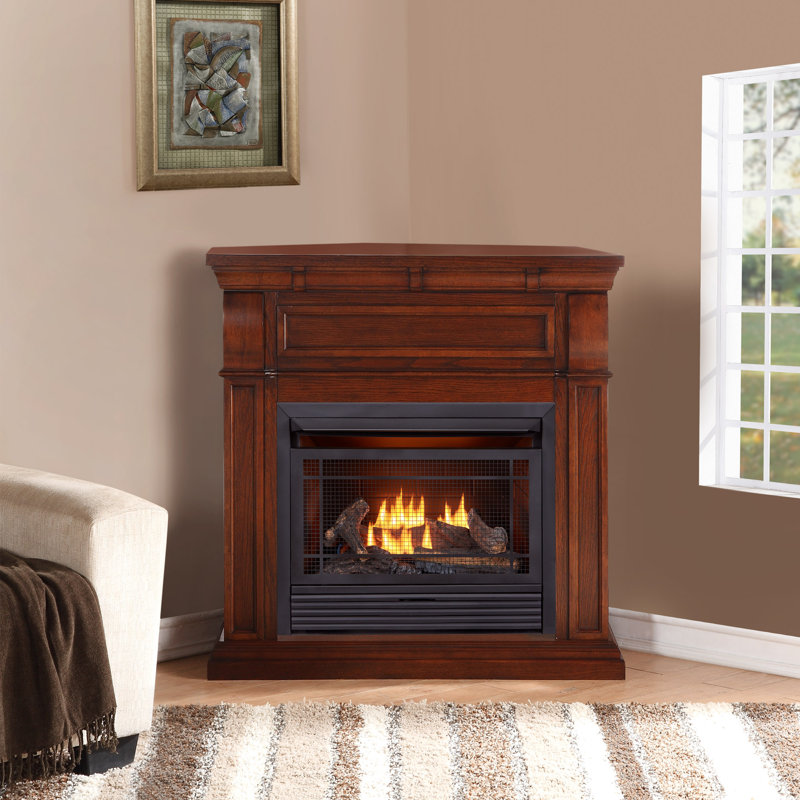 Duluth Forge Dual Fuel Ventless Gas Fireplace With Mantel, Heritage Cherry