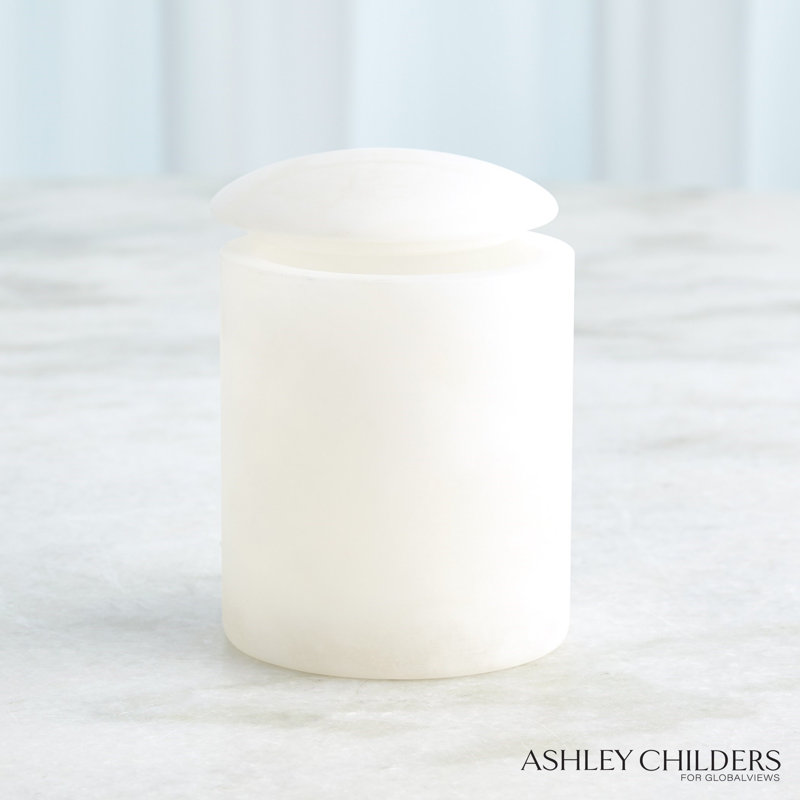 Gala Alabaster Canister-Tall, White