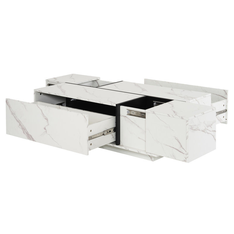 Table basse rectangulaire à plateau coulissant avec 2 tiroirs et 2 rangements cachés pour le salon 47,2 po