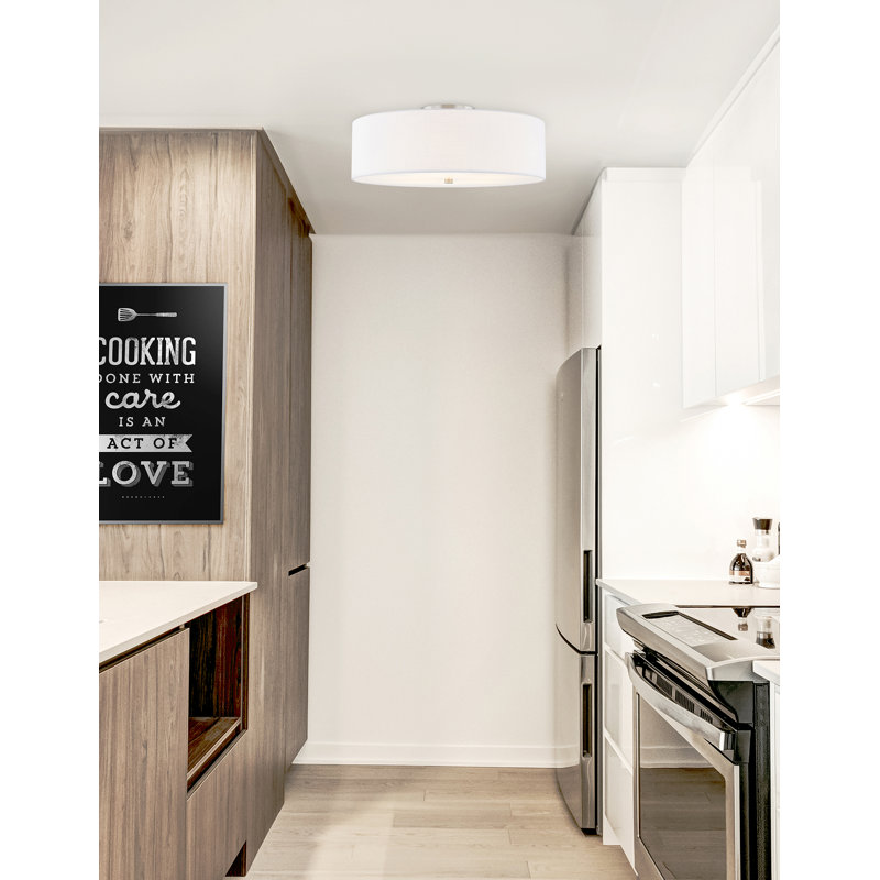 Textile - Demi-chasse cylindrique classique - Abat-jour en tissu de lin, Blanc, H 9,75 po x l 24 po x P 24 po