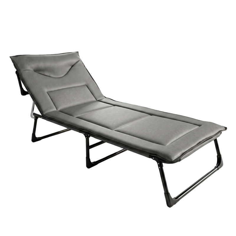 Gray Foldable Padded Folding Recliner Lounge Bed, Gray