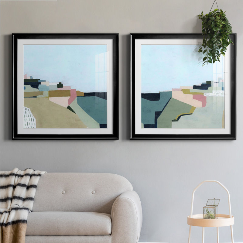 Toile tendue avec cadre en I Hillside Revicat - prêt à accrocher, H 30,5 po x l 61 po x P 1,5 po, Papier encadré noir, Blanc