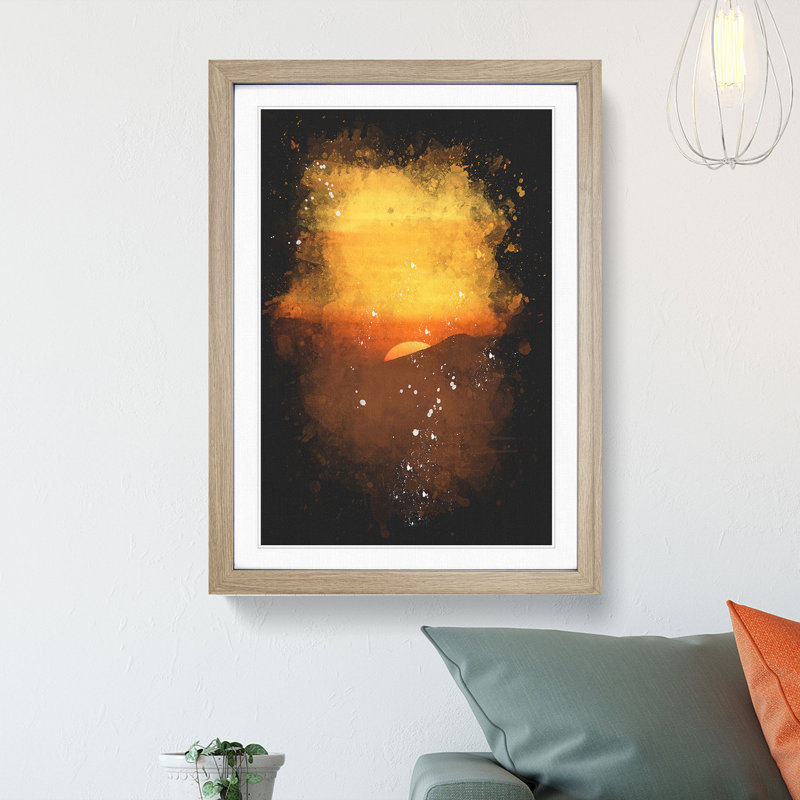 Orange Sunset Abstract - Picture Frame Graphic Art Print, Oak Framed, 45cm H x 33cm W x 2cm D