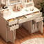 Grande coiffeuse avec miroir, 6 tiroirs et tablettes, bureau de commode