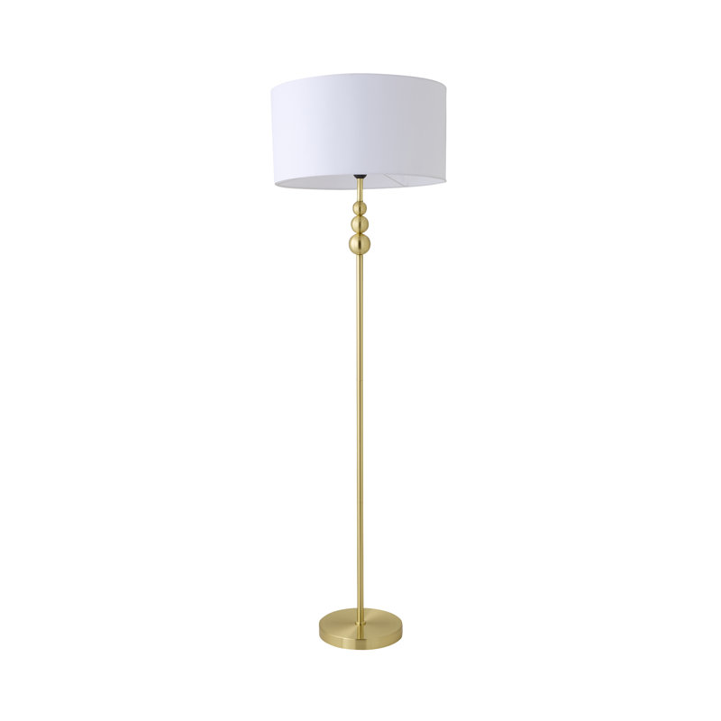 Randalia 145cm Traditional Floor Lamp, Brushed Gold, White