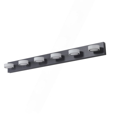 Luminaire de salle de bain 45 po à 6 lumières DEL moderne 45 po, noir élégant pour miroir, douche et décoration de salle de bain
