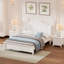 Ensemble de 3 chambres: lit plateforme en bois pleine grandeur et deux tables de chevet gracieuses - blanc avec
