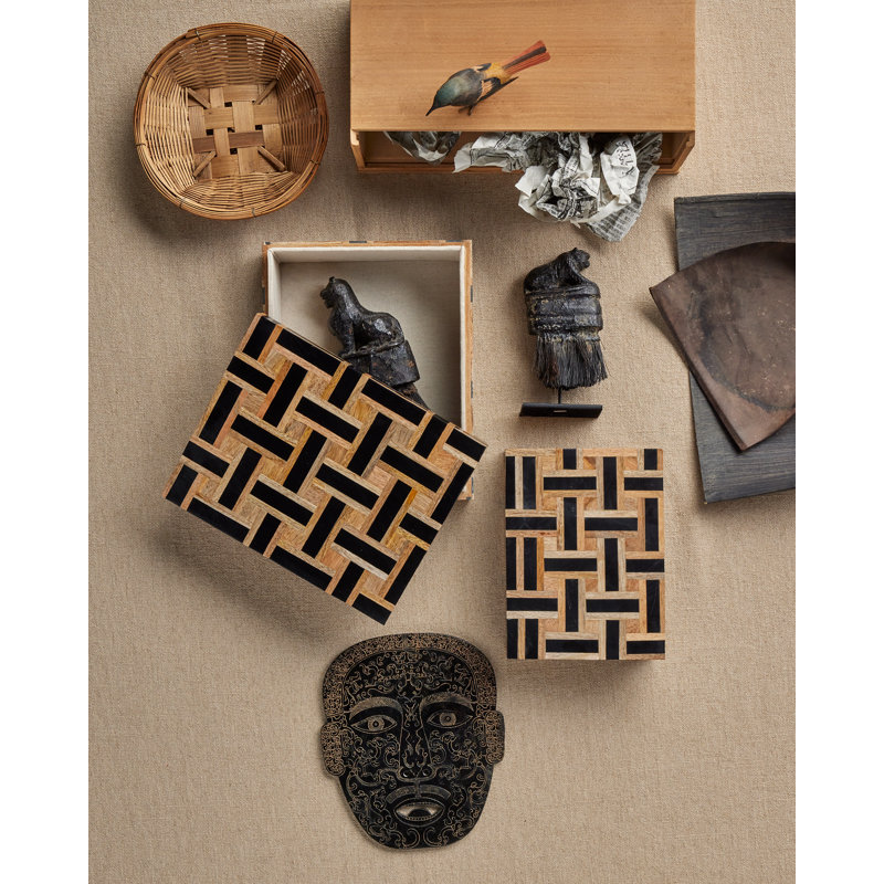 Aarna Cream Box Set Of 2,  Black