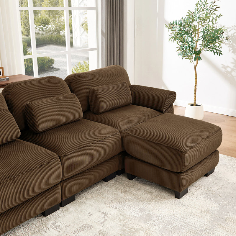 Canapé 3 places Cloud Couch, Velours côtelé brun