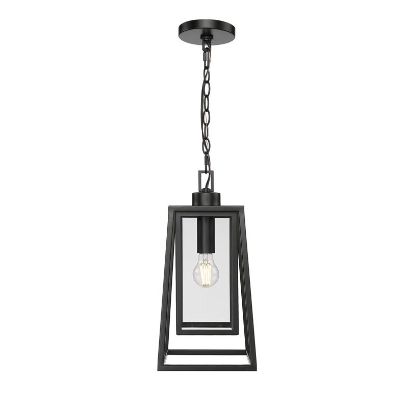 Denzell 8.25" Wide 1-Light Outdoor Hanging Lantern - Powder Coated Black