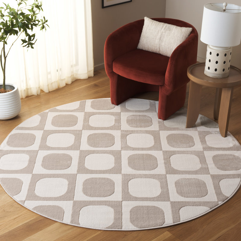 Petherton 100 Performance Geometric Rug, Round 6'3"