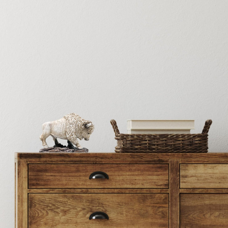 Figurine de bison en résine rustique Western