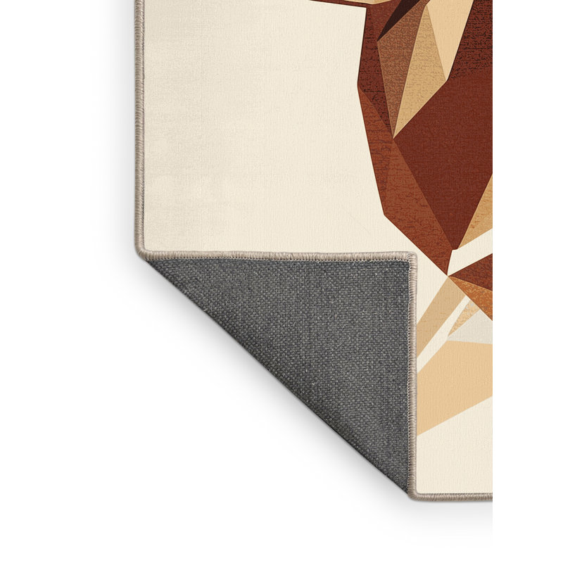 Tapis beige moelleux et moelleux à motif de cerfs en peluche moderne, 5 x 7